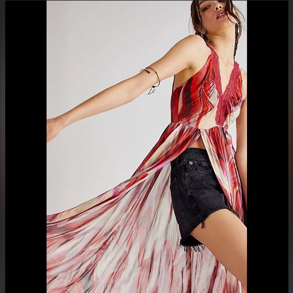 Free People‎ Siren Maxi Top Lace Trim Size Small